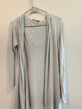 ALASHAN Light Gray Open Drape Front Women's Cardigan Cashmere Blend Sz M